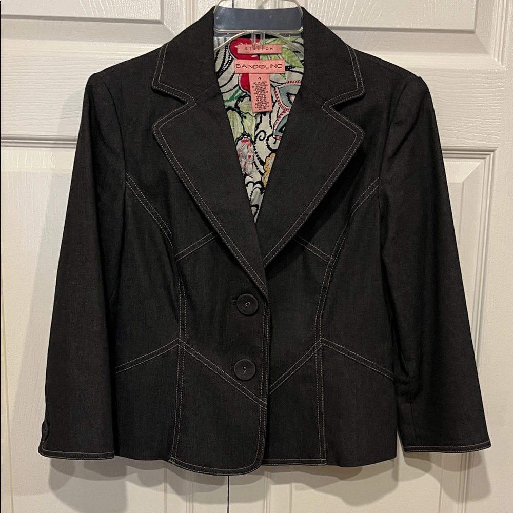 Bandolino Women's Dark Gray Blazer with Contrast Stitching